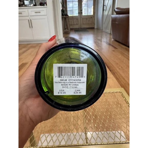 Starbucks 2023 Stay Weird EVIL EYE Neon Lime Green Venti 24Oz Cold Cup Used T4 - Picture 4 of 7